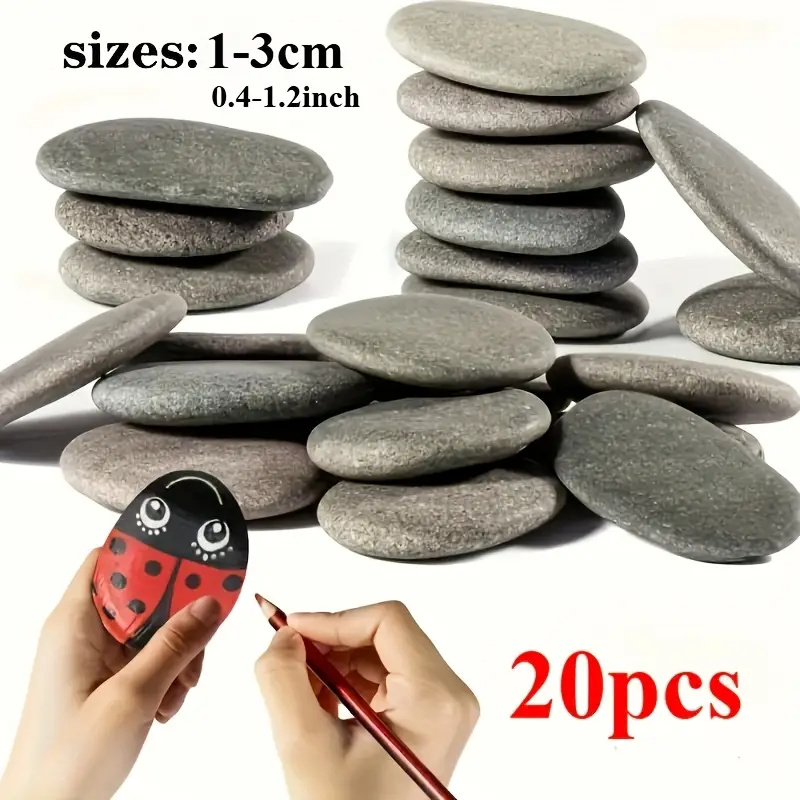Aquarium Fish Guppy - 20Pcs Natural River Rocks Smooth Flat