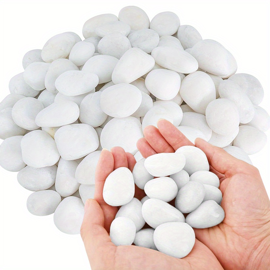 Aquarium Fish Guppy - 200/400g White High Polished Natural Pebbles