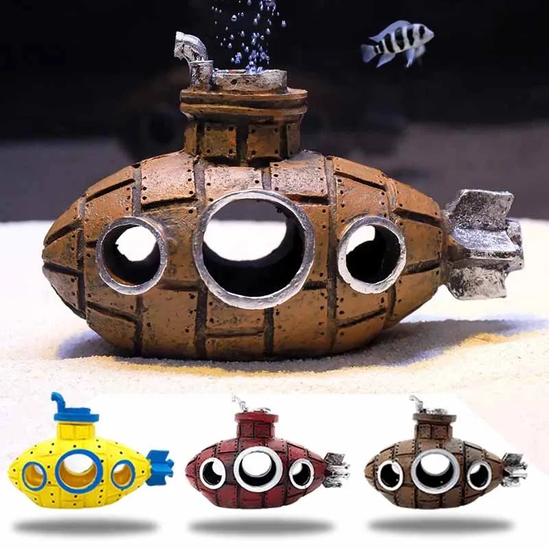 Aquarium Fish Cartoon - Resin Submarine Ornaments Aquarium Fish Tank