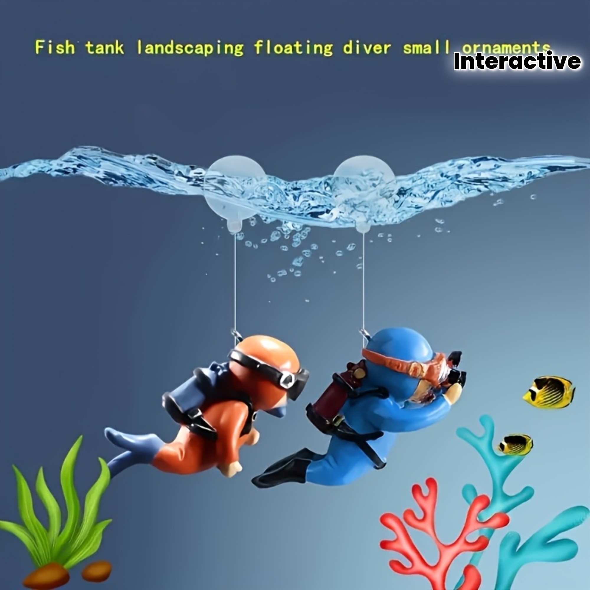 Aquarium Fish Cartoon - 2pcs Vibrant Diver Aquarium Decorations For
