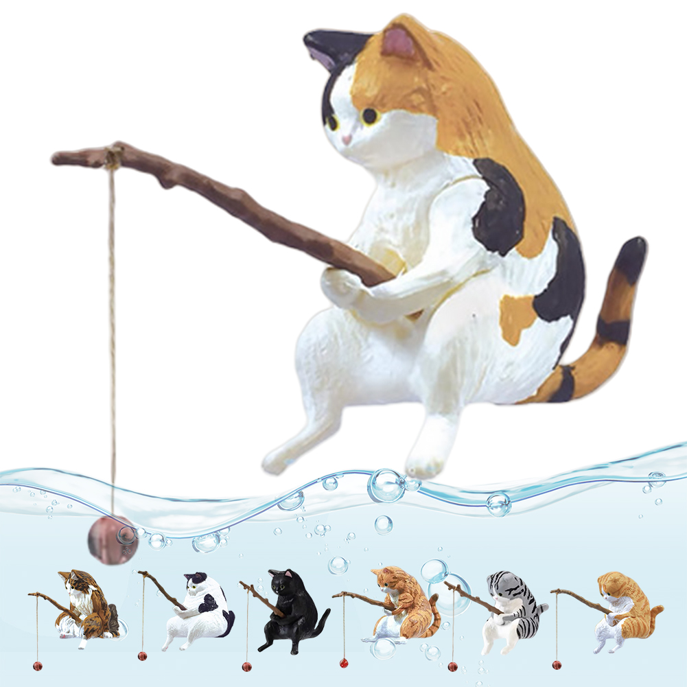 Cute Fishing Cat Figure Fish L - огляд і ціна Aquarium Fish Cartoon