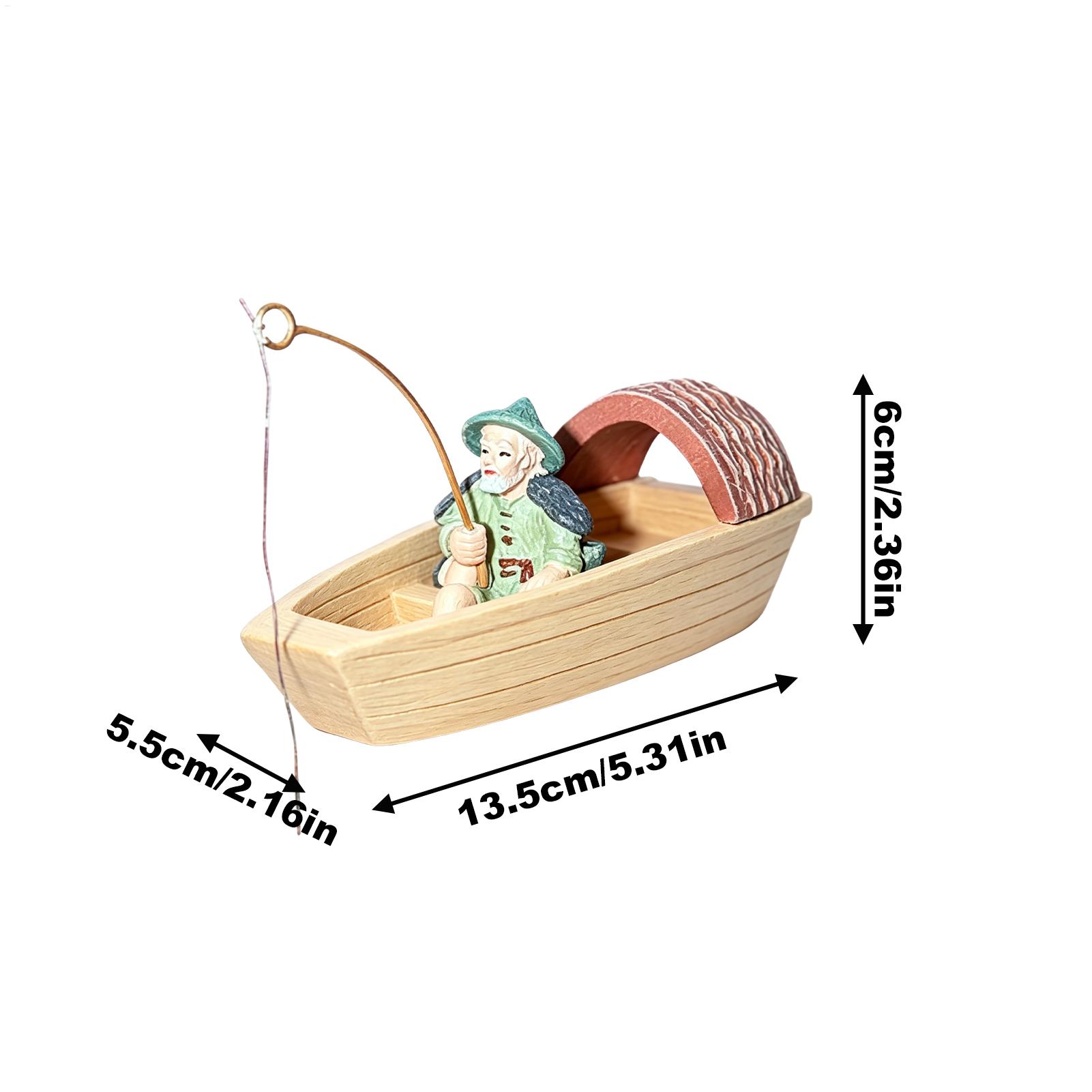 Resin Floating Fisherman Boat  - огляд і ціна Aquarium Fish Cartoon